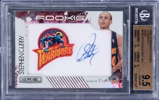 2009-10 Rookies & Stars Longevity Ruby #136 Stephen Curry Signed Rookie Patch Card (#04/49) - BGS GEM MINT 9.5/BGS 10
